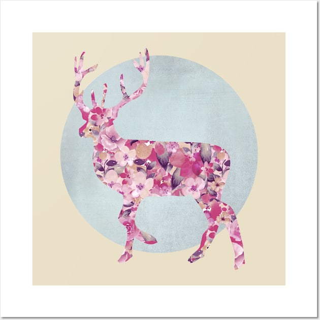 Floral Deer Wall Art by LebensART